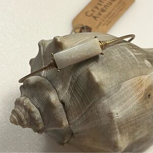 Crystal Avenue Quartz Gold Tone Natural Stone Bangle Bracelet New With Tags